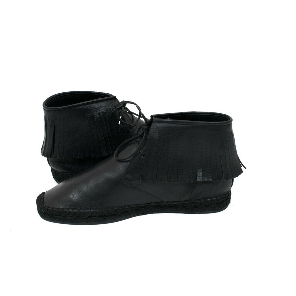 Saint Laurent Men's Black Leather Fringed Mid Top Espadrilles Moccasin 39 US 6 - Picture 8 of 8